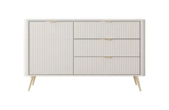 Madia moderna 138x81cm con 1 anta e 3 cassetti beige MALK19