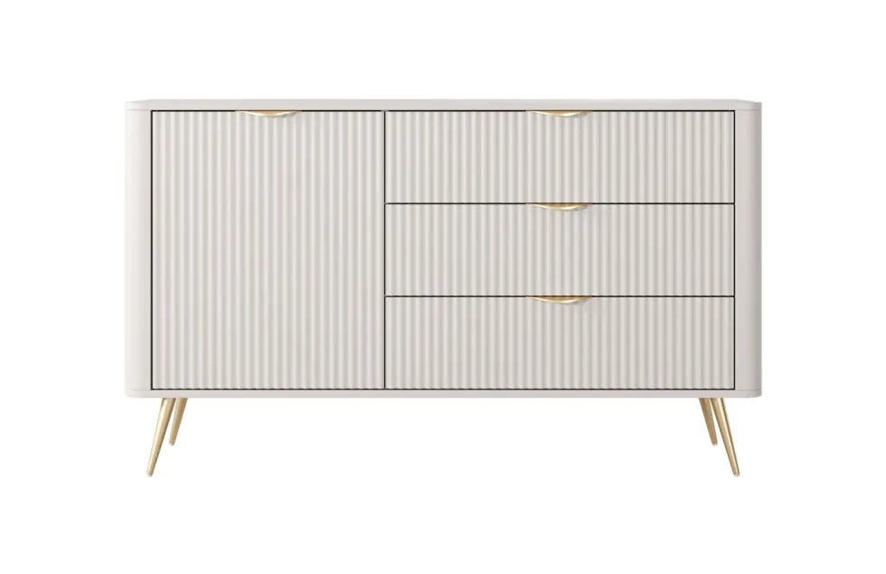 Madia moderna 138x81cm con 1 anta e 3 cassetti beige MALK19