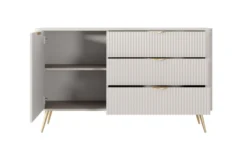 Madia moderna 138x81cm con 1 anta e 3 cassetti beige MALK19