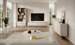 Madia moderna 138x81cm con 1 anta e 3 cassetti beige MALK19