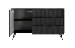 Madia moderna 138x81cm con 1 anta e 3 cassetti nero MALK19