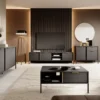 Madia moderna 153x81cm con 3 ante antracite con dettagli oro MALK12