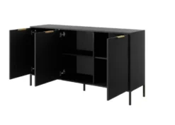 Madia moderna 153x81cm con 3 ante antracite con dettagli oro MALK12