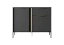Madia moderna 103x81cm con 2 ante e 1 cassetto antracite con dettagli oro MALK14