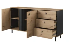 Madia moderna 165x82cm con 2 ante e 3 cassetti marrone e nero MALK25