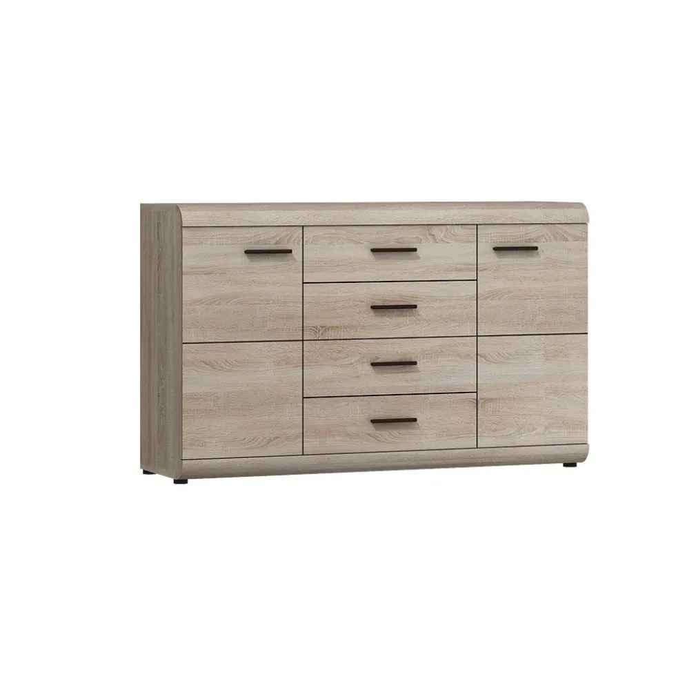 Madia moderna 138x87cm con 2 ante e 4 cassetti rovere chiaro MALK23