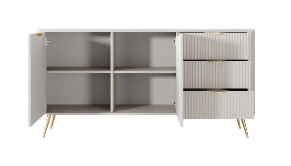 Madia moderna 163x81cm con 2 ante e 3 cassetti beige MALK18