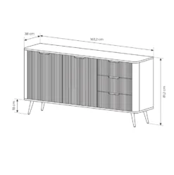 Madia moderna 163x81cm con 2 ante e 3 cassetti beige MALK18