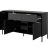 Madia moderna 153x81cm con 3 ante e 2 cassetti antracite con dettagli oro MALK11