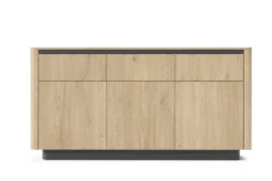 Madia moderna 163x83 cm con 3 ante push to open in rovere e nero MALK47