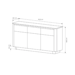 Madia moderna 163x83 cm con 3 ante push to open in rovere e nero MALK47