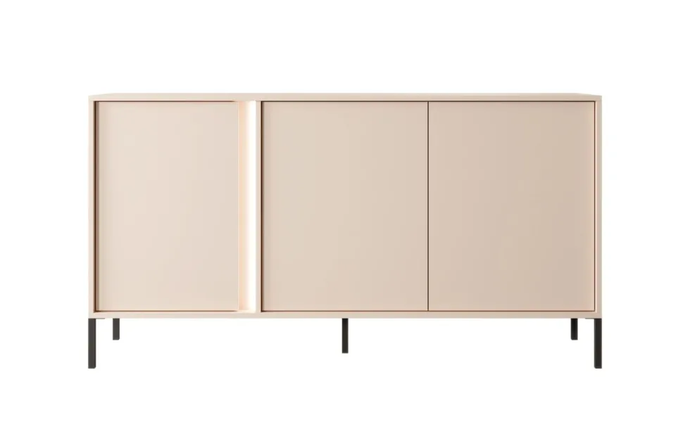 Madia moderna 153x81cm con luce LED 3 ante beige MALK7