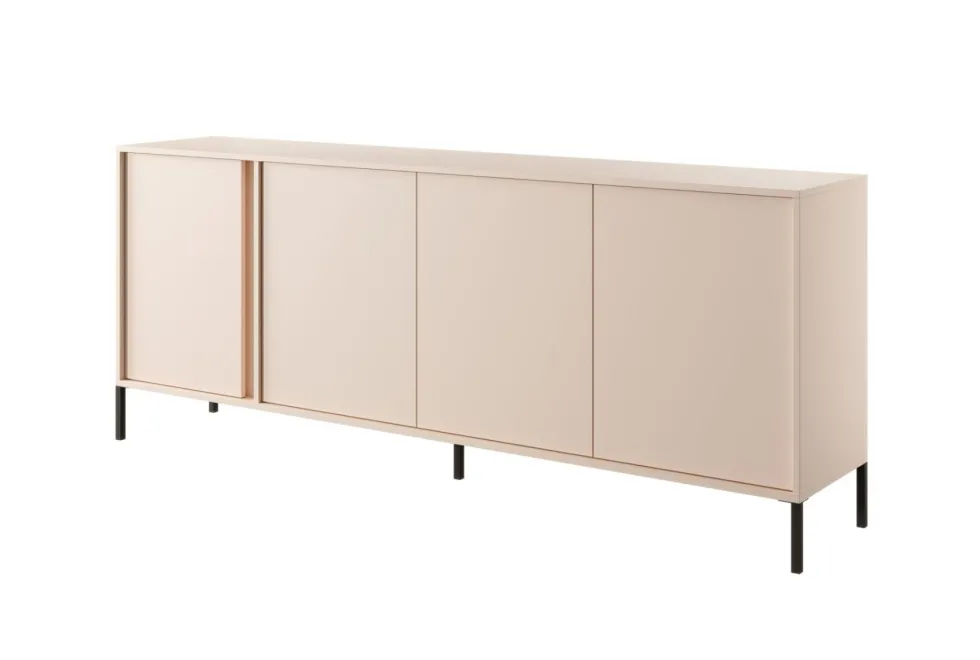 Madia moderna 203x81cm con luce LED 4 ante beige MALK9