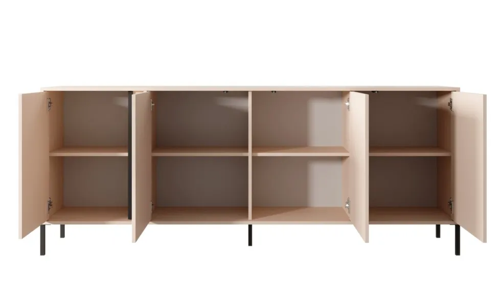 Madia moderna 203x81cm con luce LED 4 ante beige MALK9