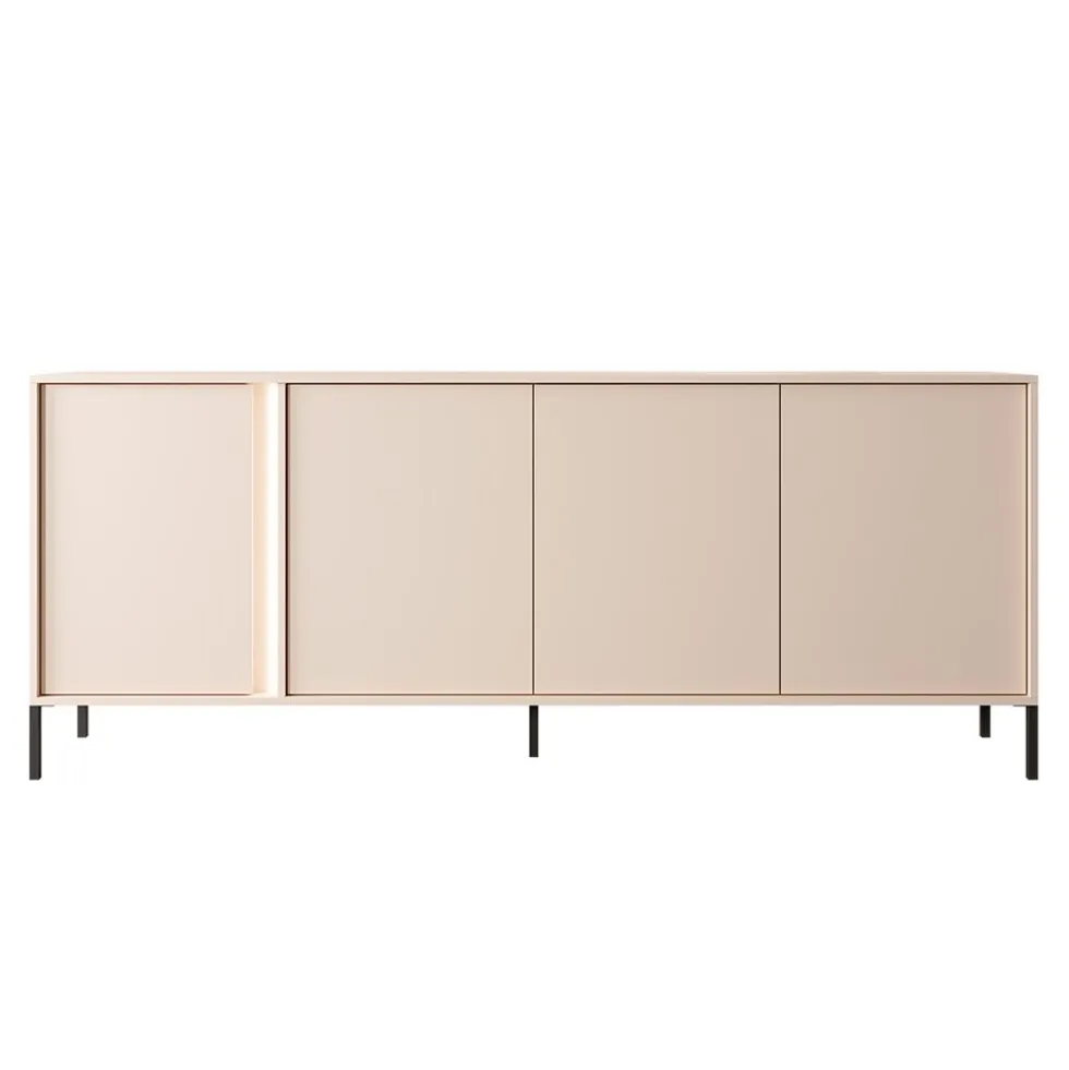 Madia moderna 203x81cm con luce LED 4 ante beige MALK9