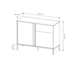 Madia moderna 103x81cm con luce LED 2 ante e 1 cassetto beige MALK8