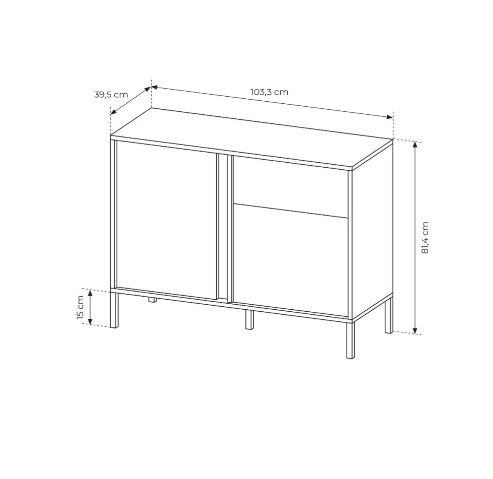 Madia moderna 103x81cm con luce LED 2 ante e 1 cassetto beige MALK8