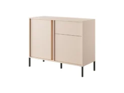 Madia moderna 103x81cm con luce LED 2 ante e 1 cassetto beige MALK8