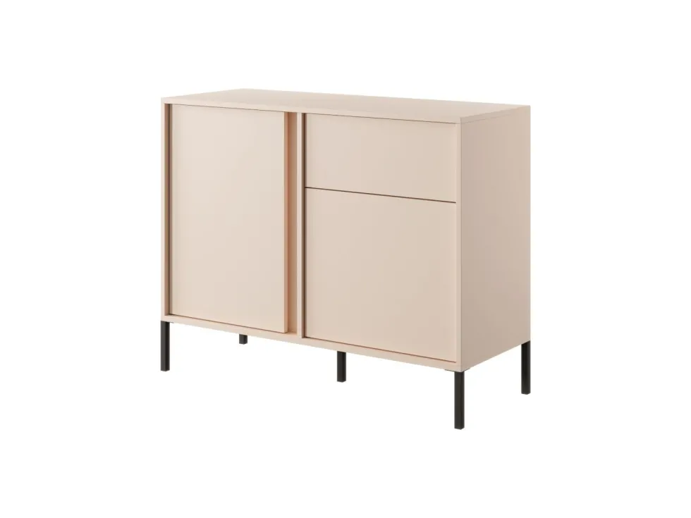 Madia moderna 103x81cm con luce LED 2 ante e 1 cassetto beige MALK8