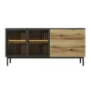 Madia moderna 180x85cm con luci LED 2 ante e 3 cassetti marrone e nero MALK16