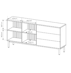 Madia moderna 180x85cm con luci LED 2 ante e 3 cassetti marrone e nero MALK16