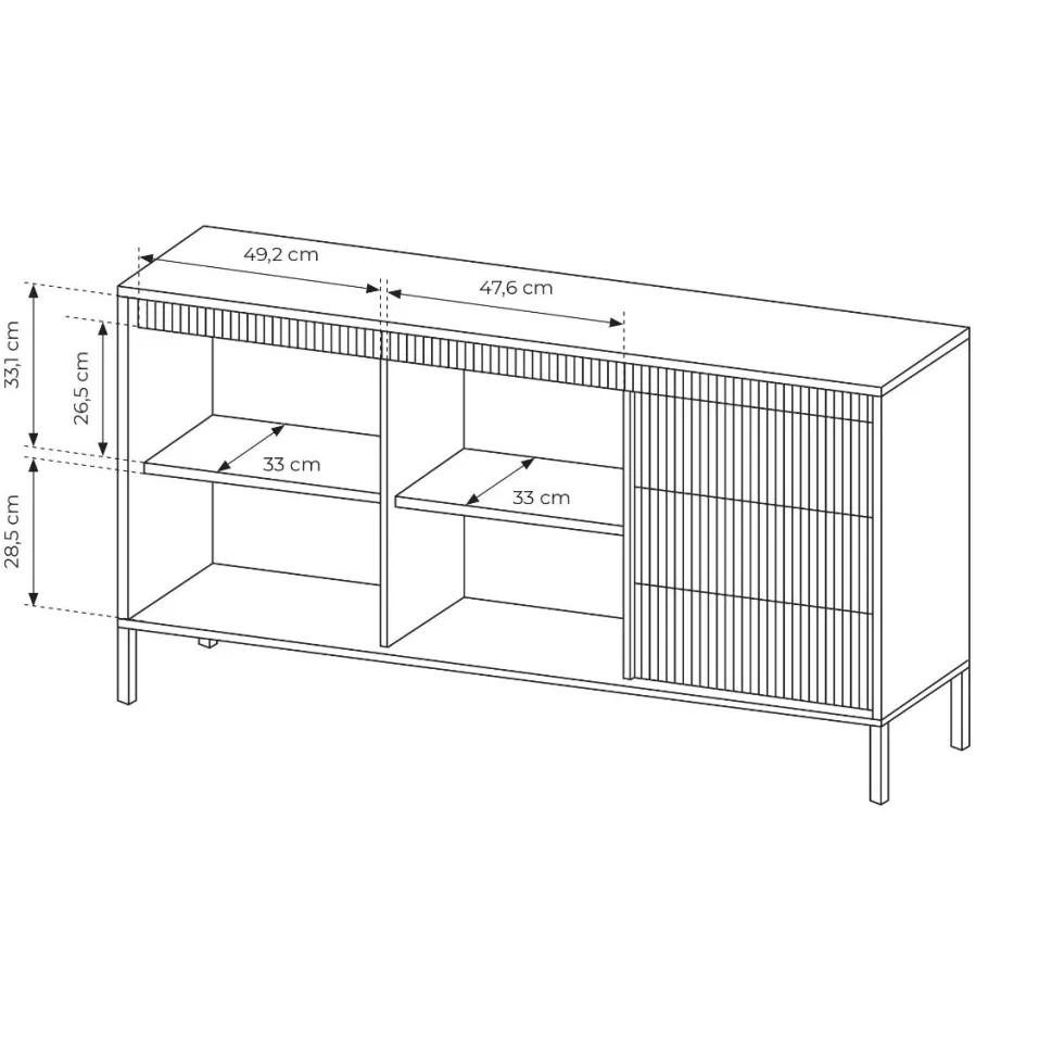 Madia moderna 153x81cm nero MALK34