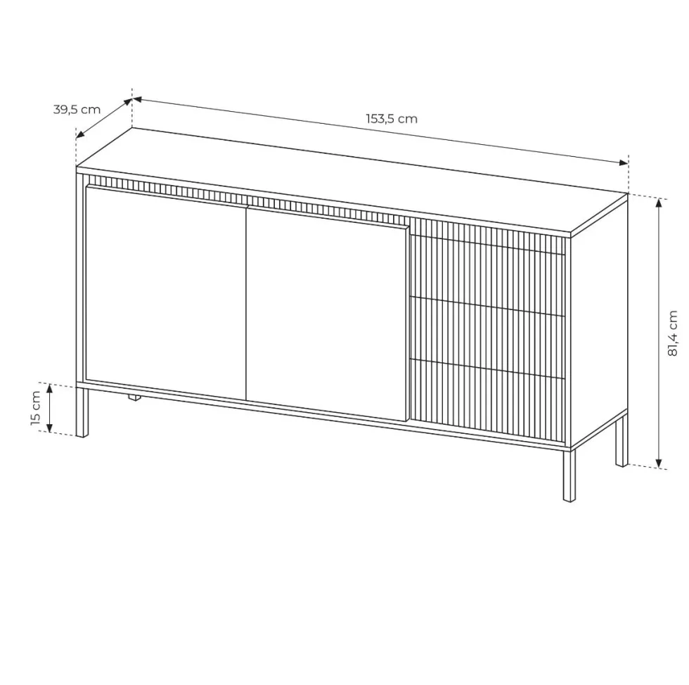 Madia moderna 153x81cm nero MALK34