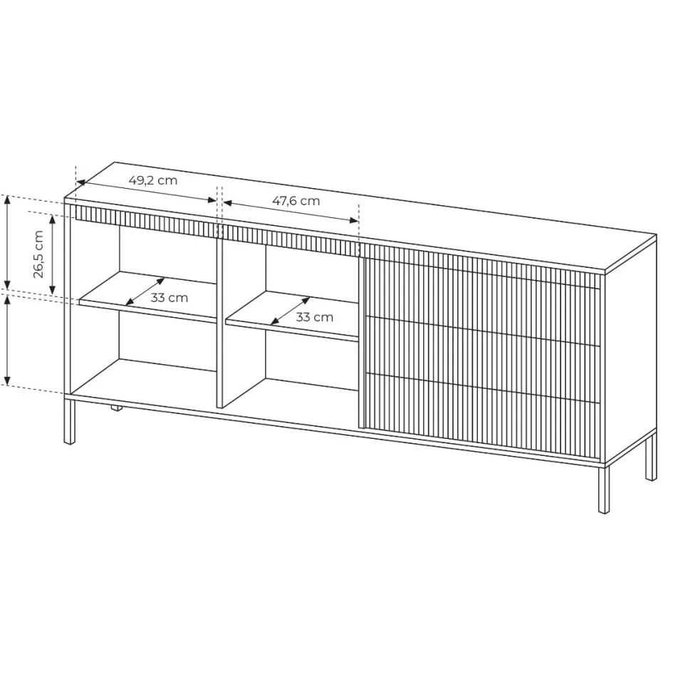 Madia moderna 187x81cm nero MALK35