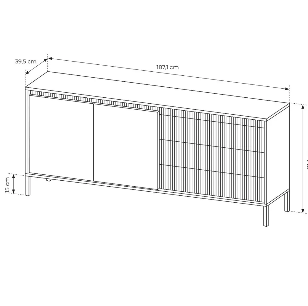 Madia moderna 187x81cm nero MALK35