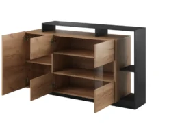 Madia moderna 155x93 con 3 ante antracite e rovere MALK5