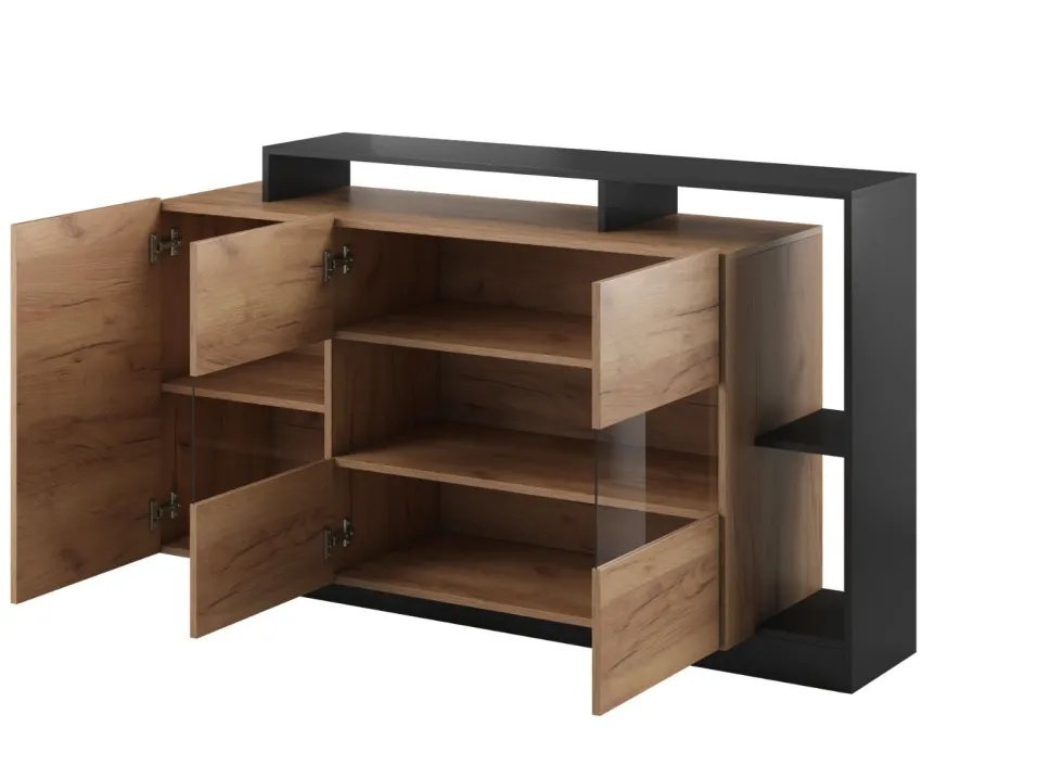 Madia moderna 155x93 con 3 ante antracite e rovere MALK5