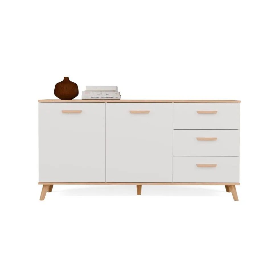 Madia soggiorno con cassetti 150x75 cm in rovere e bianco MT15