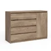 Madia 120x86 cm con 1 anta e 4 cassetti marrone MG7