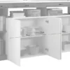 Madia 184x93 da soggiorno moderna con quattro ante e ripiano bianco e ossido ML17