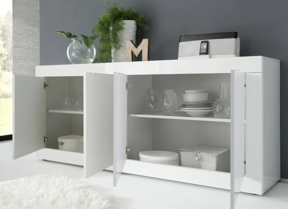 Madia 207x86 moderna a quattro ante bianco lucido ML4