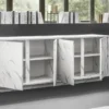 Madia 180x79 moderna con quattro ante battenti finitura effetto marmo bianco ML22
