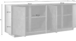 Madia 180x79 moderna con quattro ante battenti finitura effetto marmo nero ML22
