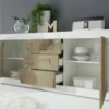 Madia 210x86 moderna con tre cassetti e due ante bianco e pero ML5