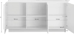 Madia 181x90 moderna da living con tre ante battenti e maniglia rettangolare rovere ML27
