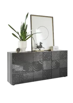 Madia 181x84 moderna per living con tre ante battenti grigio serigrafato ML36