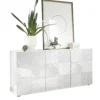 Madia 181x84 moderna per living con tre ante battenti bianco serigrafato ML36
