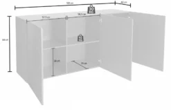 Madia 181x84 moderna per living con tre ante battenti bianco serigrafato ML36