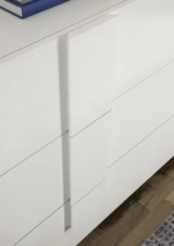 Madia 181x90 moderna per zona giorno con tre cassetti e anta singola bianco lucido ML26