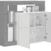 Madia 108x93 piccola moderna con due ante battenti e ripiano bianco e ossido ML20