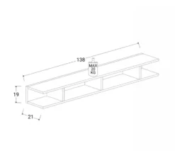 Mensola orizzontale 138x19 cm rovere scuro MML5