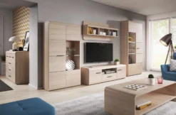 Mensola 120x56cm con 3 vani a giorno grigio effetto legno MLK2