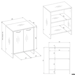 Mobile bagno moderno 60x74 cm a 2 ante con ripiano interno cashmere MBT6