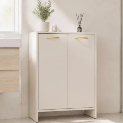 Mobile bagno moderno 60x74 cm a 2 ante con ripiano interno cashmere MBT6
