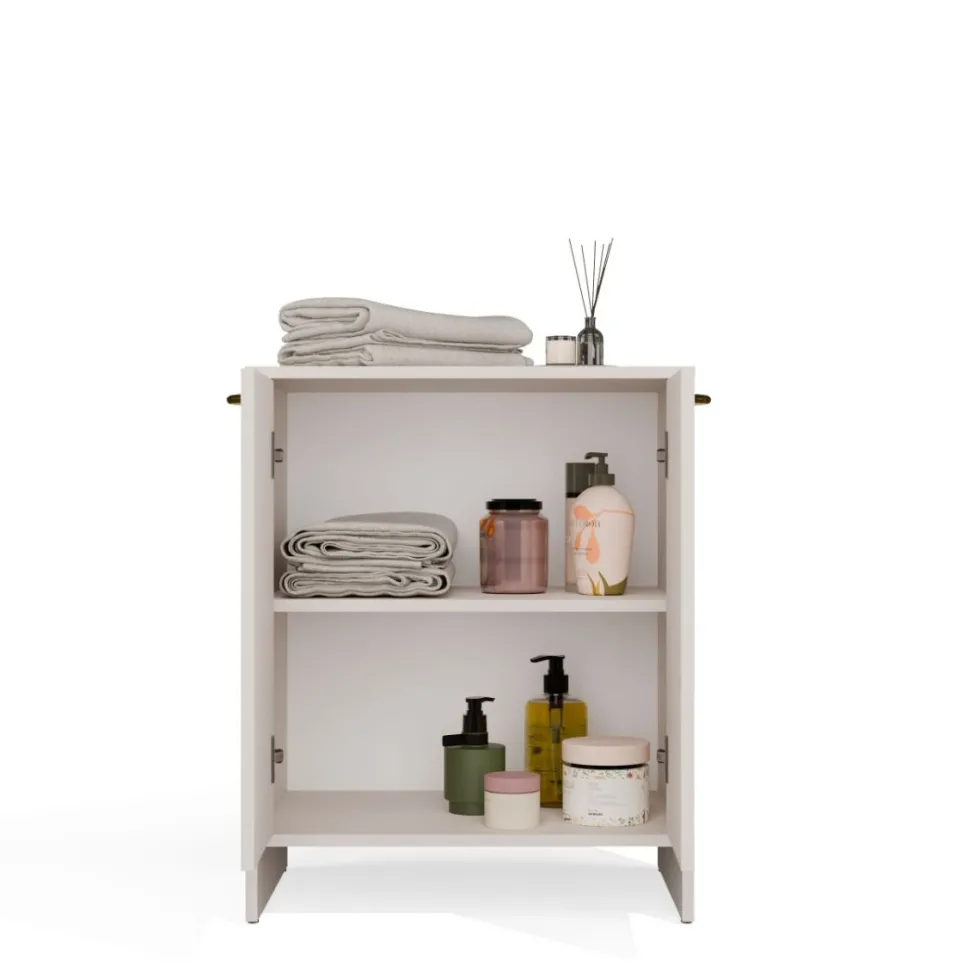 Mobile bagno moderno 60x74 cm a 2 ante con ripiano interno cashmere MBT6