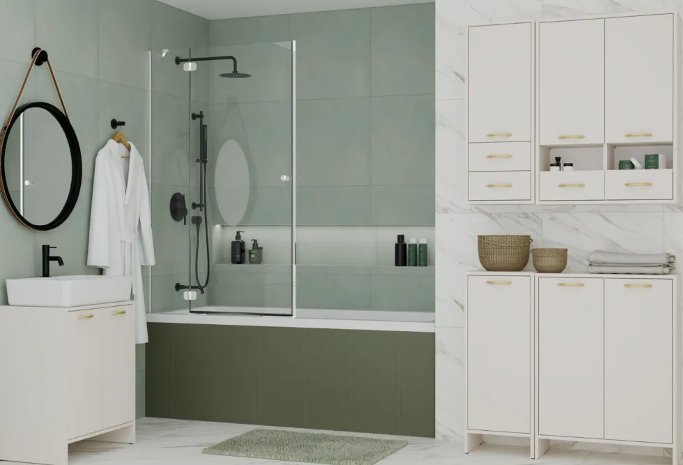 Mobile bagno moderno 60x74 cm a 2 ante con ripiano interno cashmere MBT6